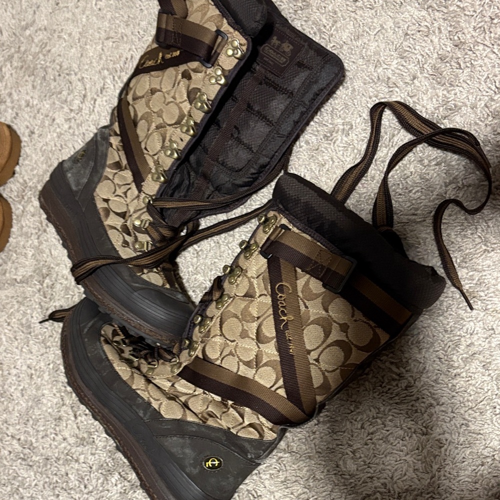 Coach Brown and Black Patterned Boots